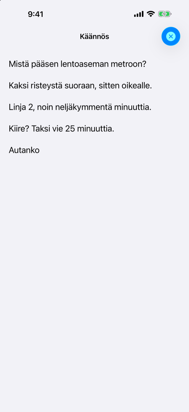 Suomenkielinen käännös täyttää näytön