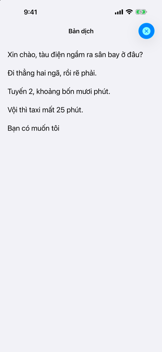 Bản dịch tiếng Việt chiếm cả màn hình